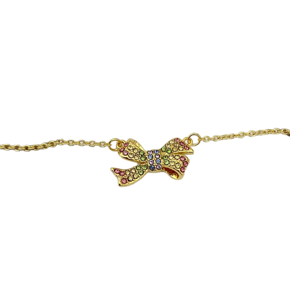 Coach Metal Colorful Rhinestone Bow Necklace - Picture 5 of 6